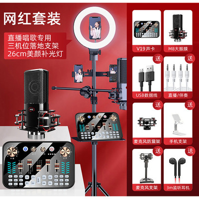 V19直播声卡设备全套主播录音唱歌专用电脑手机通用k歌麦克风
