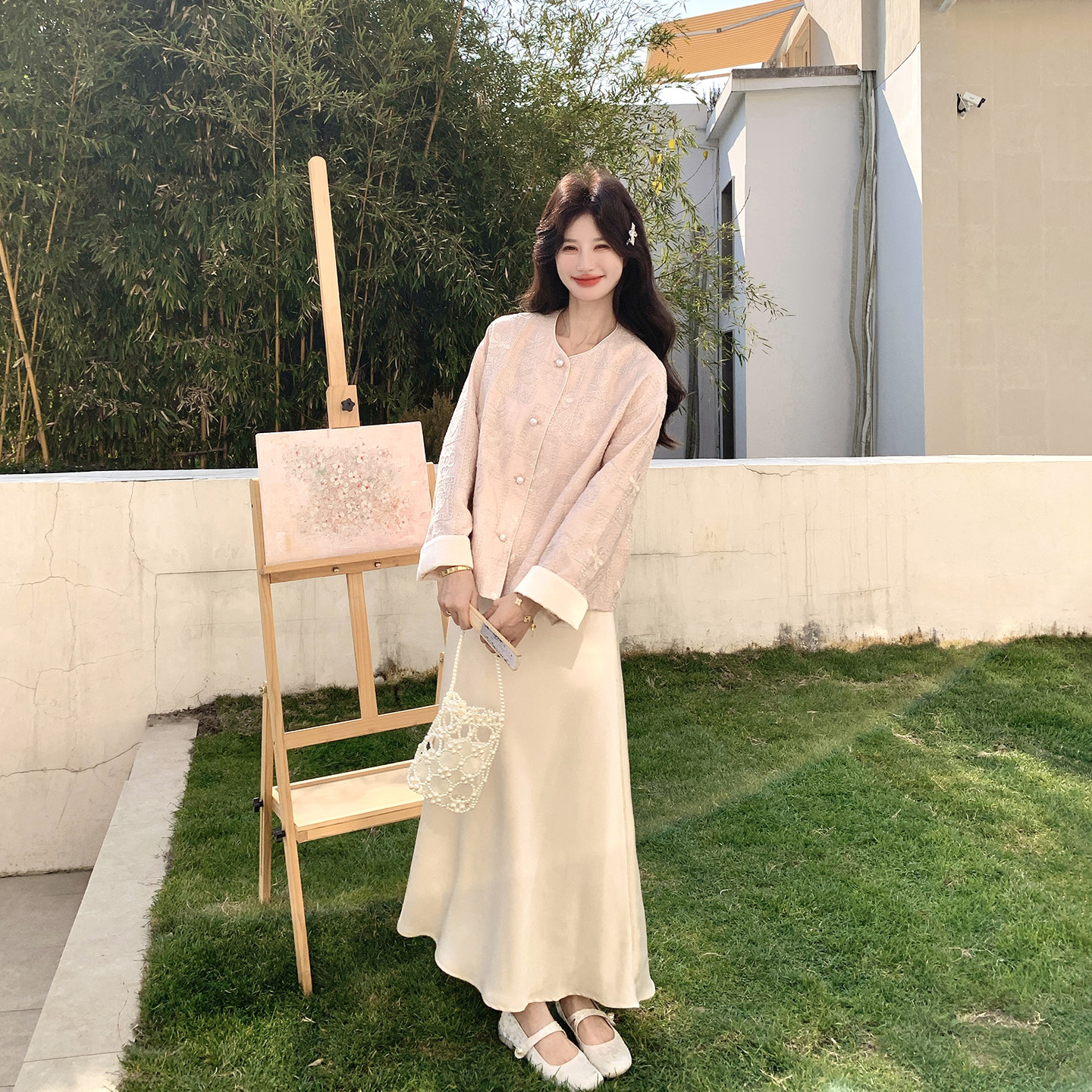 新中式国风复古外套背心连衣裙套装女春季2026新款甜美漂亮两件套