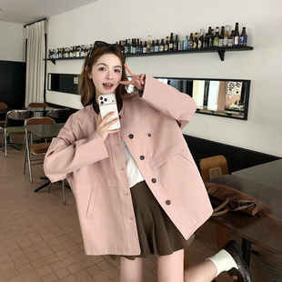 氛围感减龄粉色风衣外套女春季2026新款中长款巨好看超火减龄大衣