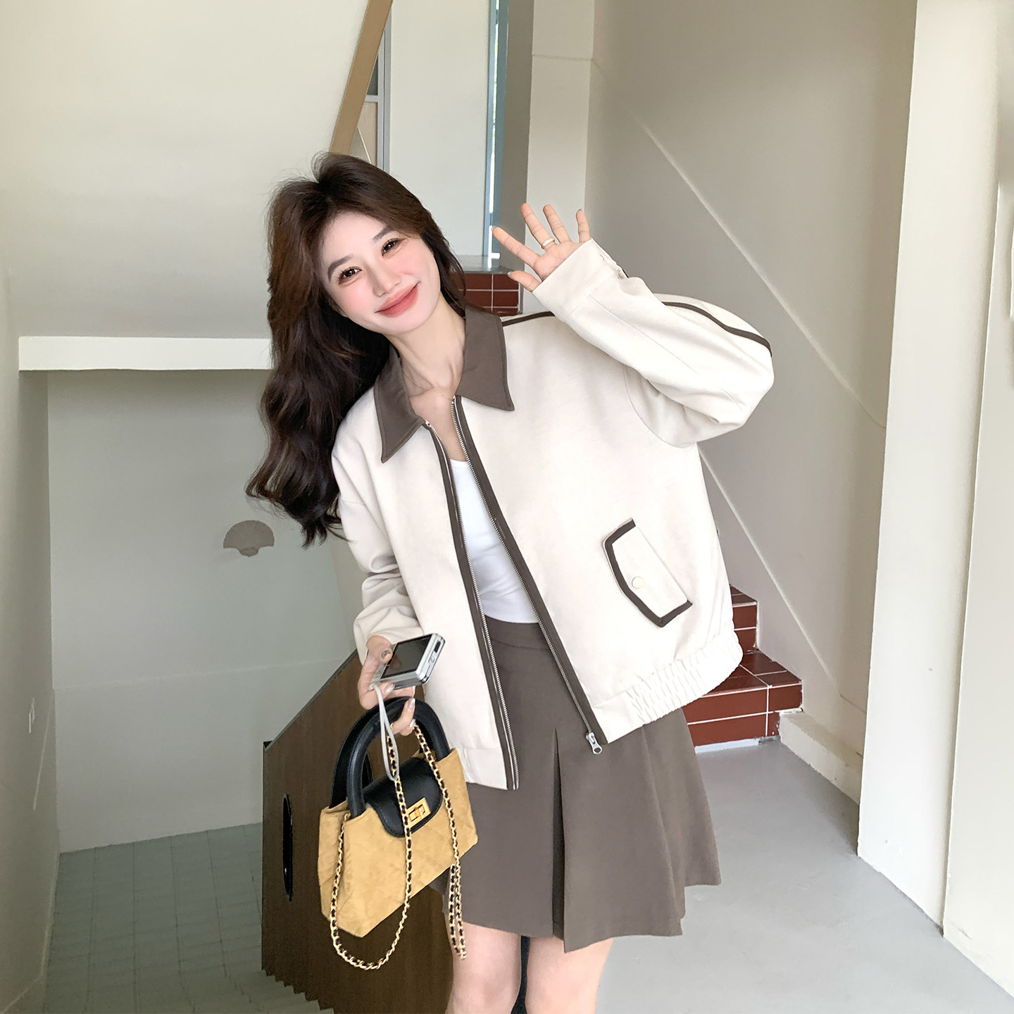 休闲气质减龄超火穿搭套装女春季2026新款小个子外套百褶裙两件套