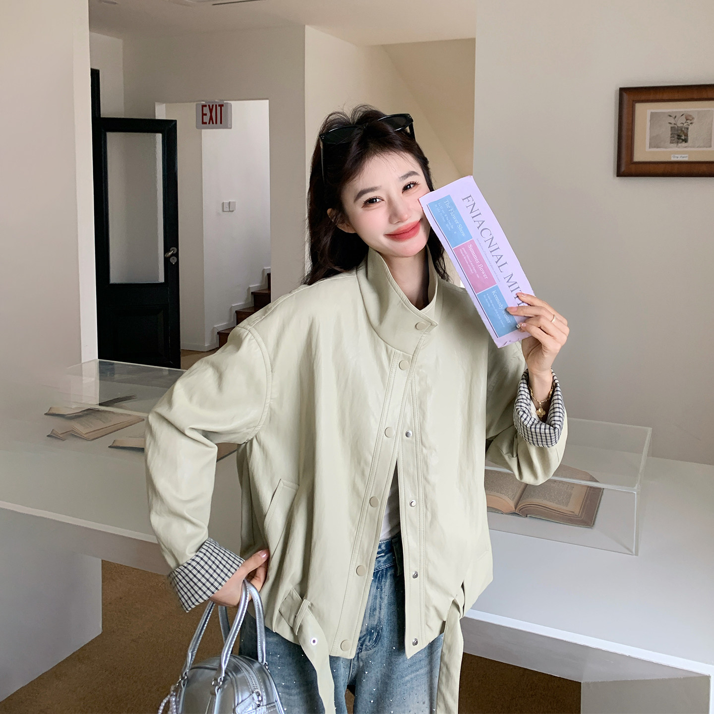 休闲气质超火立领皮衣外套女春季2026新款小个子短款巨好看PU夹克