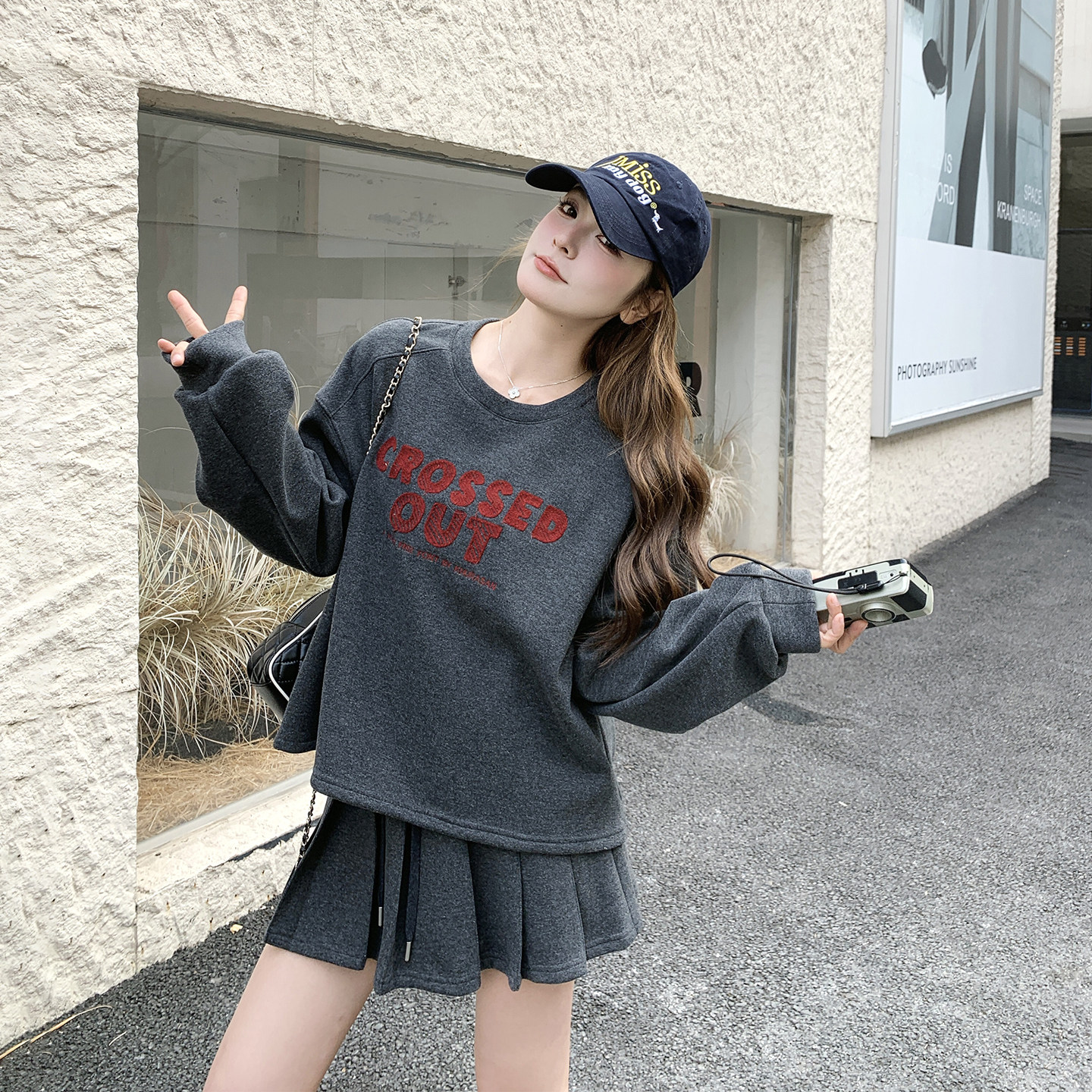 深灰色印花卫衣百褶裙套装女春季2026新款小个子休闲巨好看两件套,女装/女士精品,时尚套装,淘宝优惠券,粉丝福利购,淘宝优惠卷