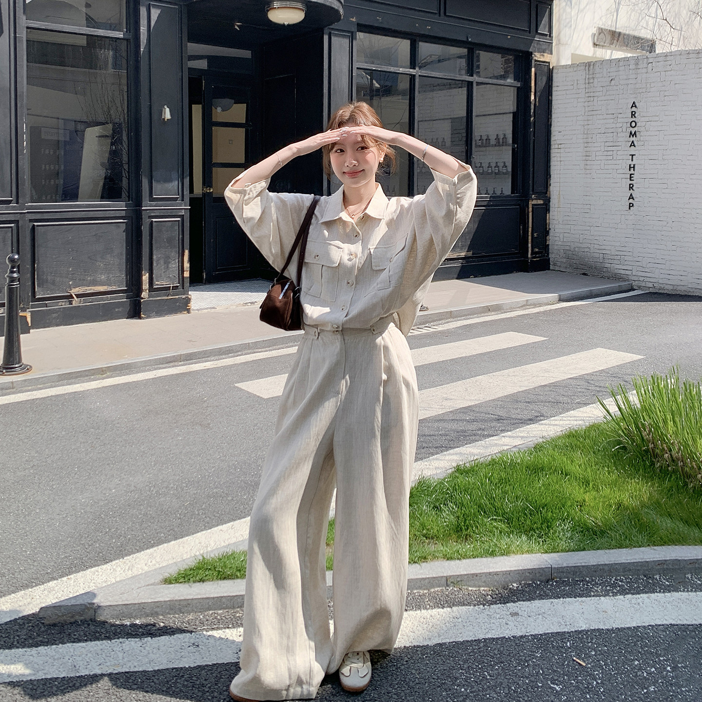 通勤简约翻领连体裤女春季2026新