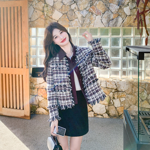 假两件撞色流苏小香风短外套女春季2026新款小个子独特千金风夹克