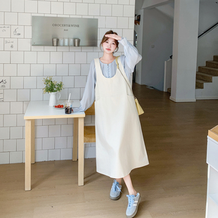 时尚减龄超火温柔风无袖背心连衣裙套装女春季2026新款衬衫两件套