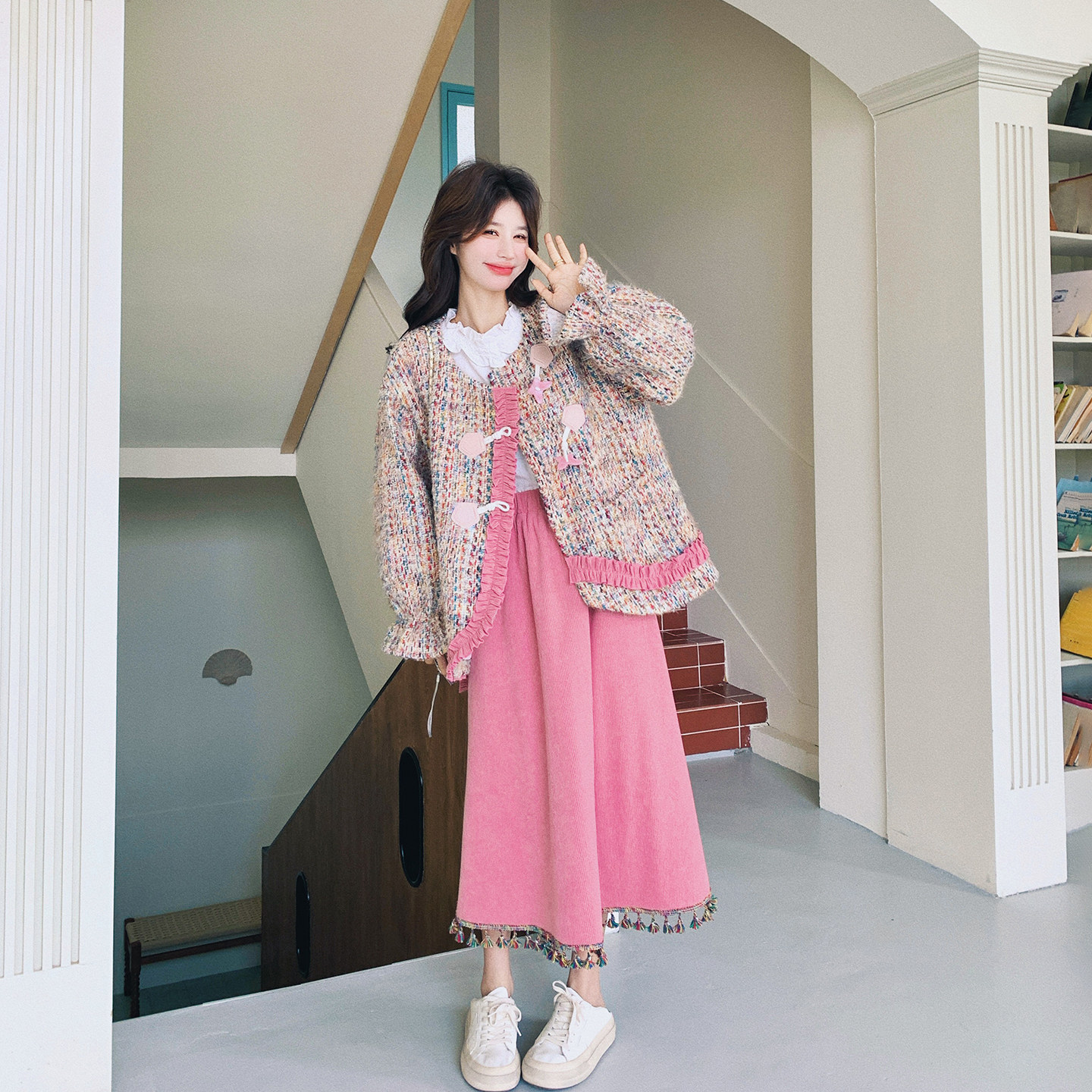 小香风彩色甜美套装女春季2026新款一整套外套多巴胺半身裙两件套,女装/女士精品,时尚套装,淘宝优惠券,粉丝福利购,淘宝优惠卷