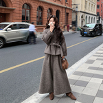 V领羽绒内胆毛呢套装女冬季2025新款气质外套阔腿裤高级感两件套