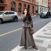 V领羽绒内胆毛呢套装 高级感两件套 气质外套阔腿裤 女冬季 2025新款