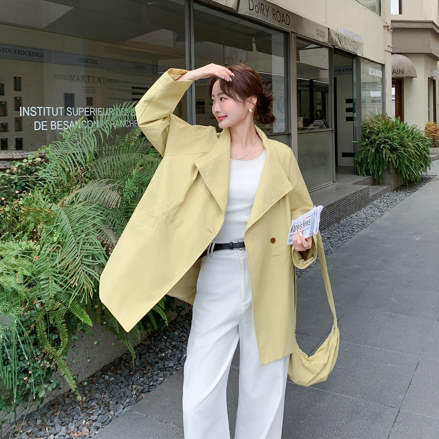 韩系减龄立领黄色风衣外套女春季2026新款今年流行爆款英伦风大衣