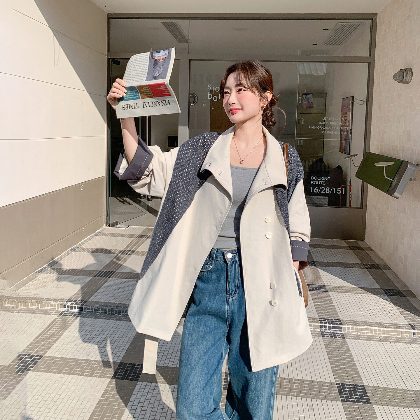 配披肩工装减龄风衣外套女春季新