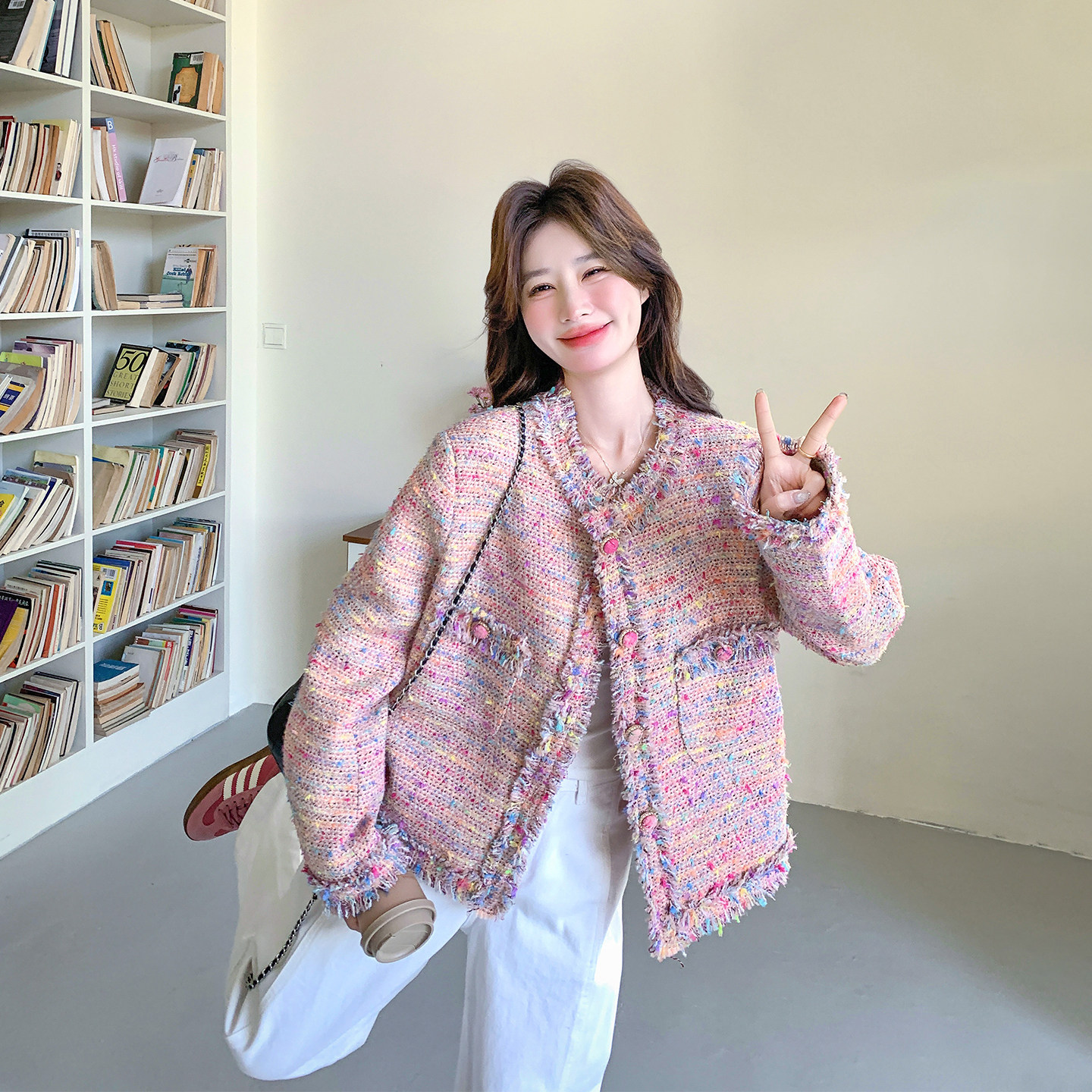 流苏小香风甜美粉色短外套女春季2026新款小个子独特漂亮绝美夹克