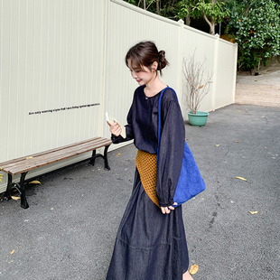 一整套高级感减龄工装风牛仔套装女春季2026新款上衣半身裙两件套