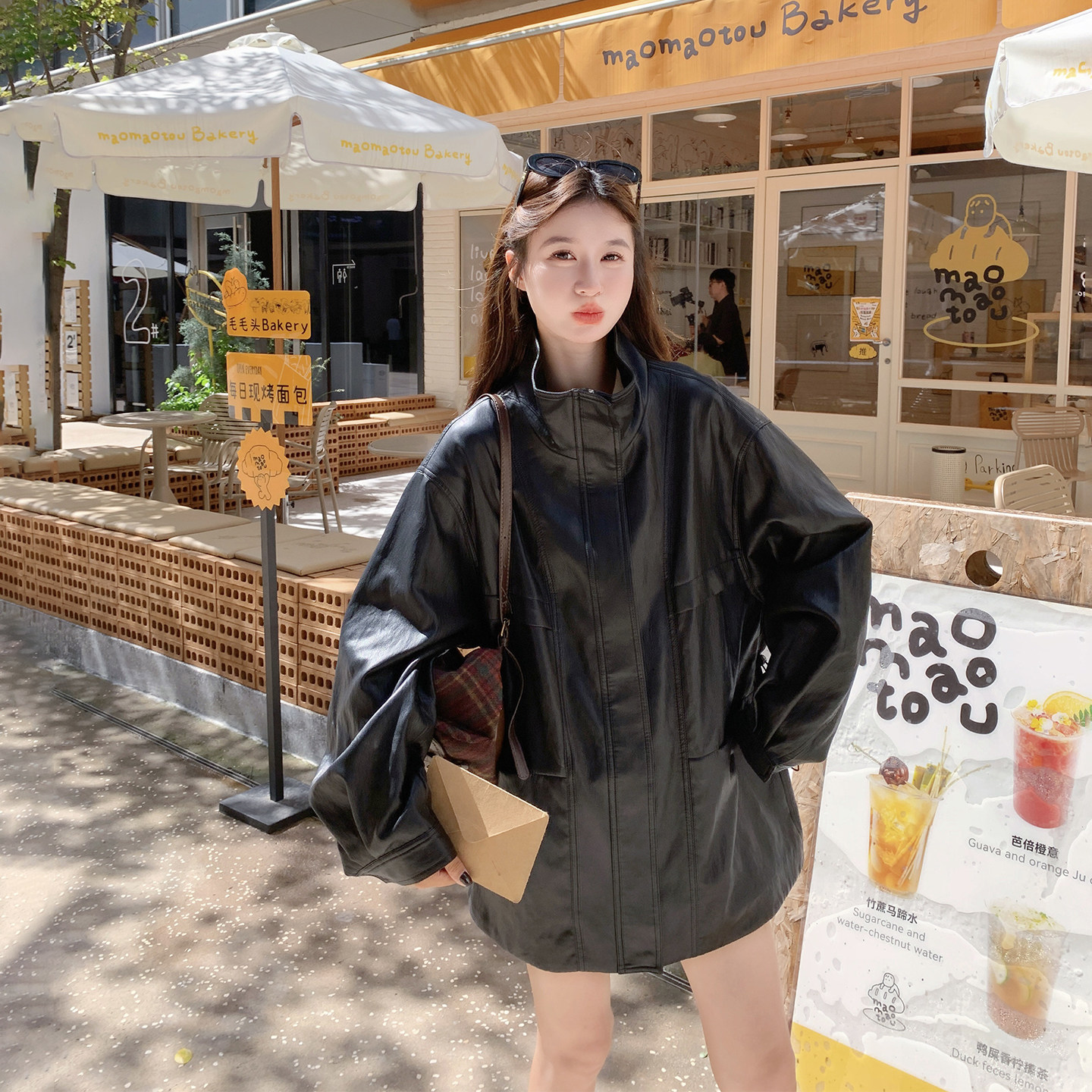 宽松机车服立领黑色皮衣外套女春季2026新款中长款流行爆款PU夹克