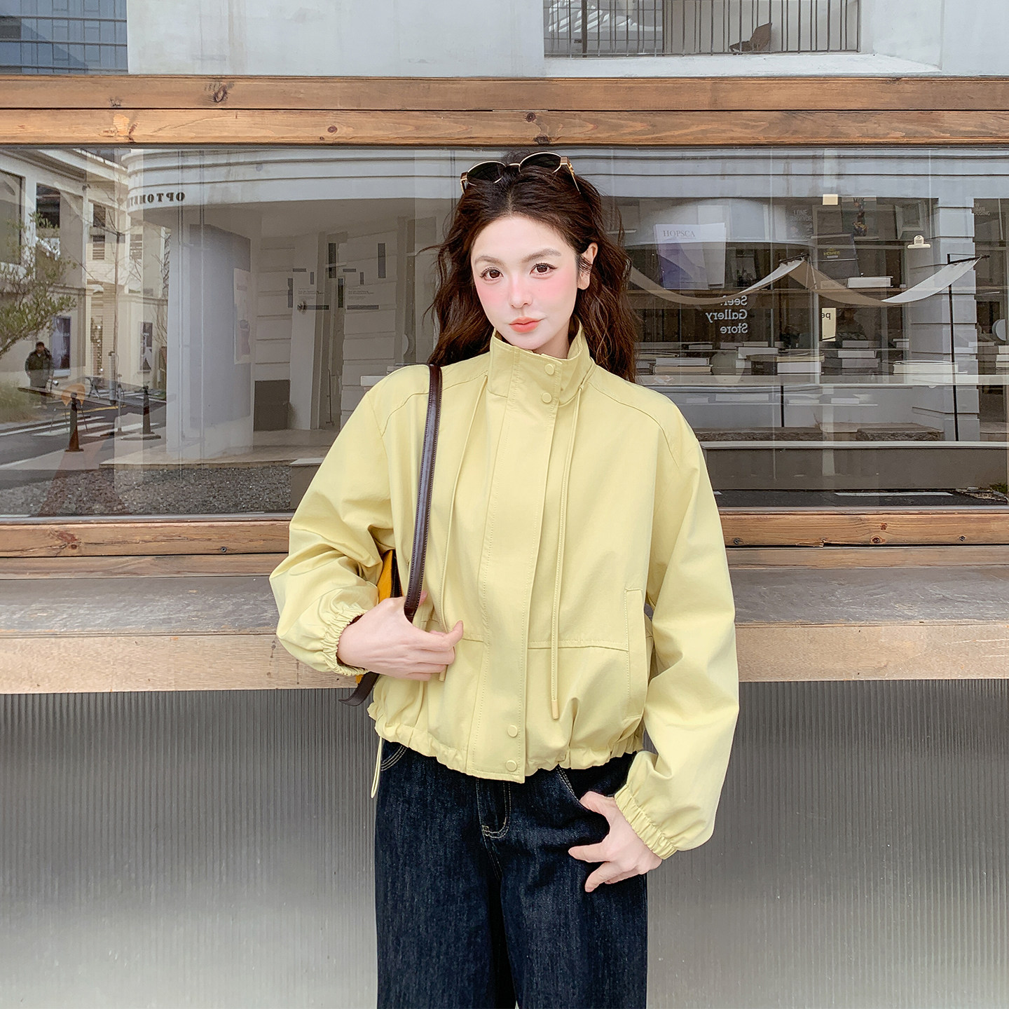 短款小个子立领黄色休闲外套女春季2026新款今年流行爆款百搭上衣