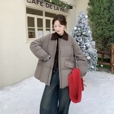 松弛感慵懒风百搭中长款羽绒服女