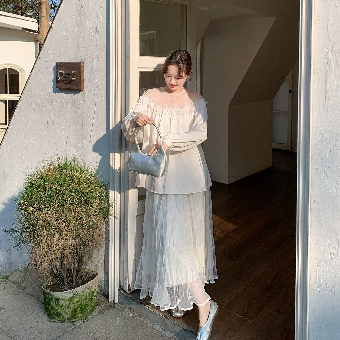 独特漂亮一整套绝美套装女春季2026新款蕾丝拼接上衣半身裙两件套