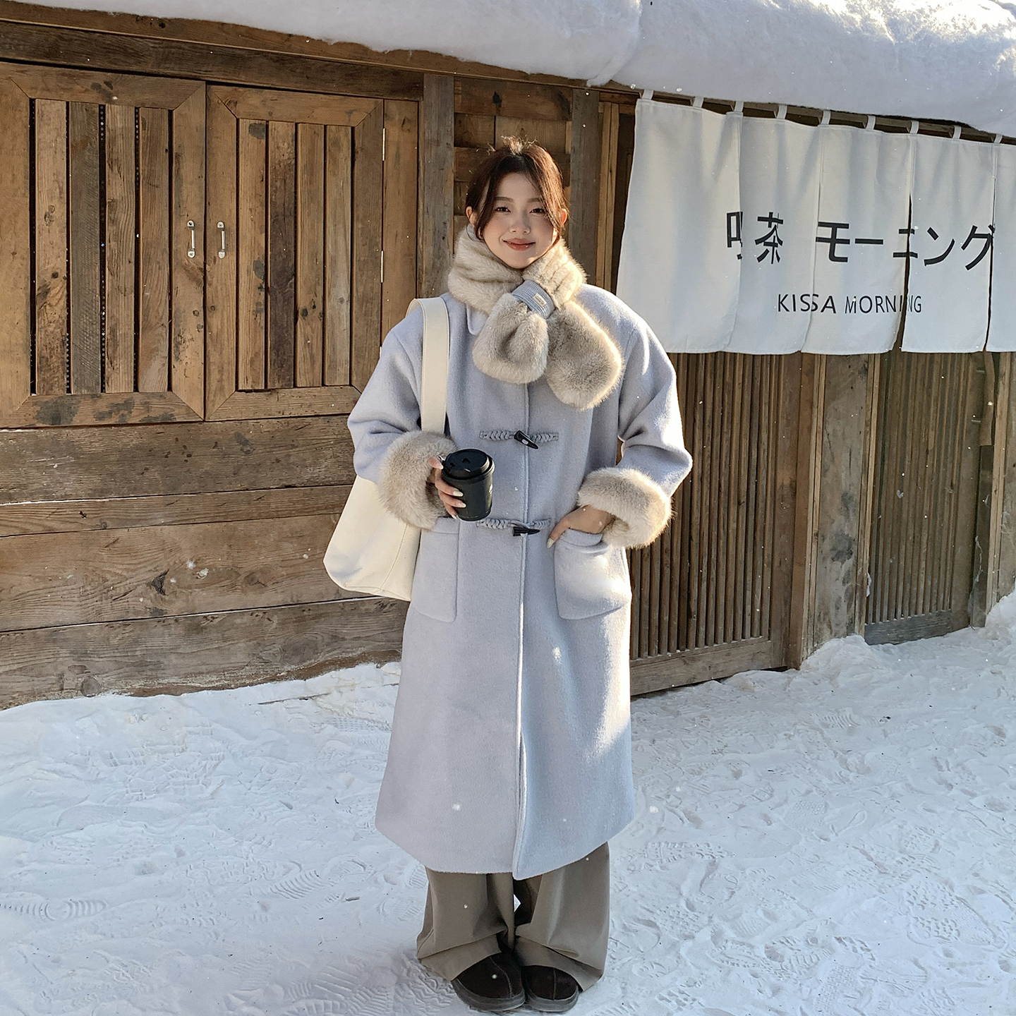 气质米杏色加绒加厚毛呢外套女冬季2025新款爆款巨好看高级感大衣