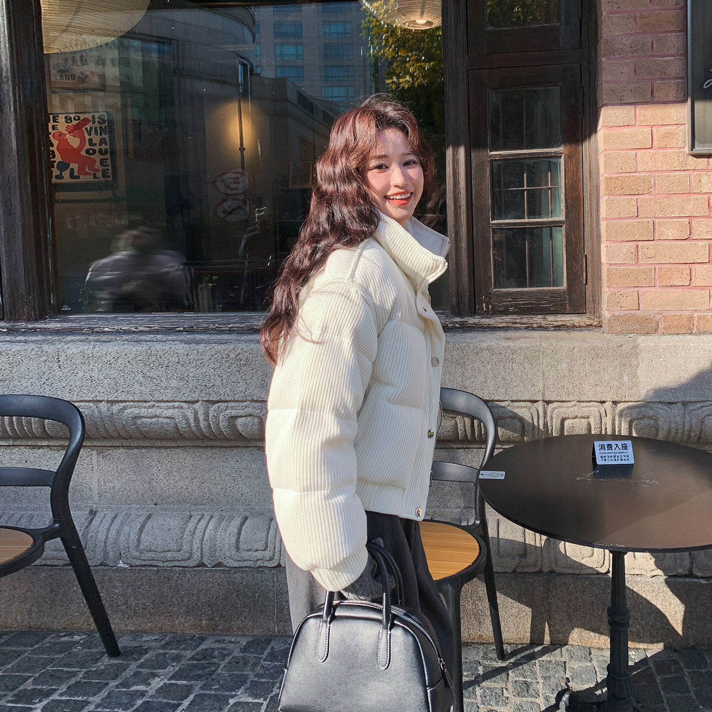 爆款高级感白色立领短款羽绒服女冬季2025新款小个子面包服厚外套