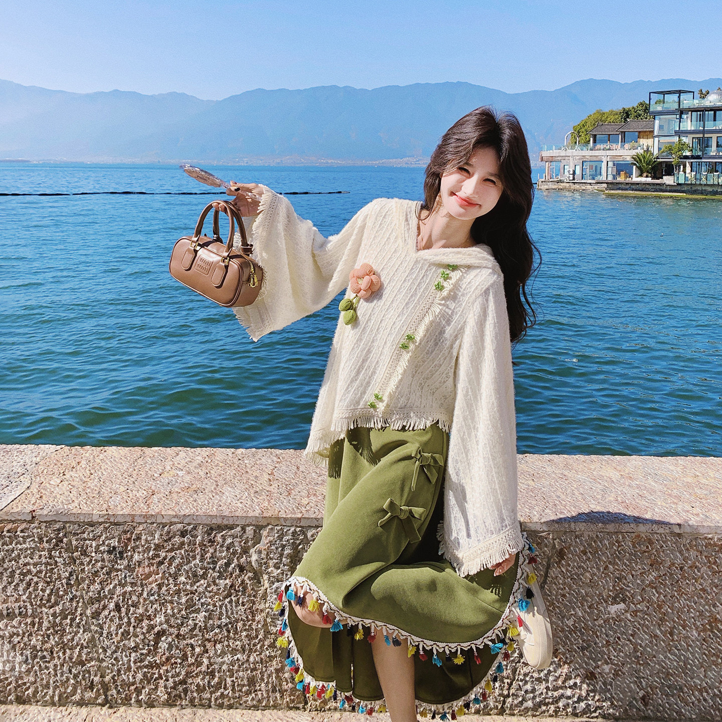 新中式国风连帽上衣套装女春季2026新款超好看不规则半身裙两件套