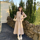 粉色法式 气质漂亮半身裙三件套 2026年新款 巨好看马甲套装 裙女春季