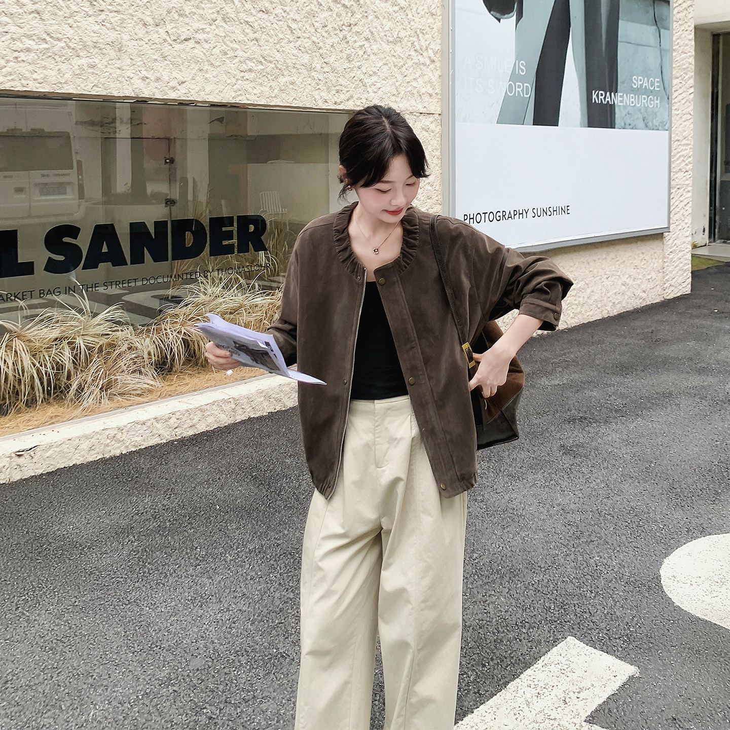 咖色麂皮绒短外套女春季2026新款小个子复古今年流行爆款超火夹克,女装/女士精品,短外套,淘宝优惠券,粉丝福利购,淘宝优惠卷