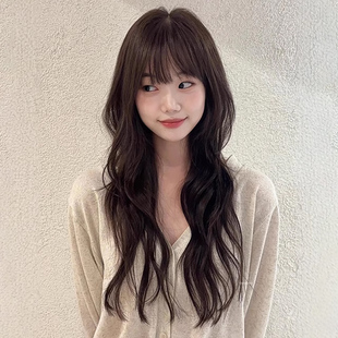韩式假发女长卷发秋冬新款时尚黑茶色大波浪长发假发套自然仿真发