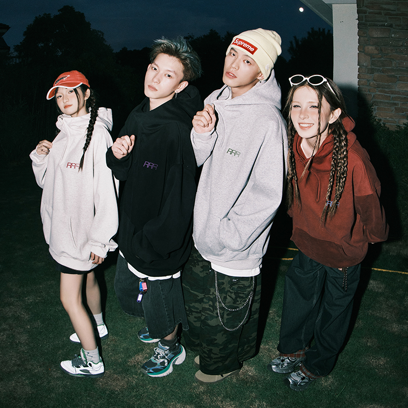 RICHDEER美式情侣半拉链重磅卫衣