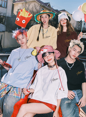 ADERBEN美式高街艺术字母男女2026夏季宽松休闲纯棉短袖T恤上衣潮