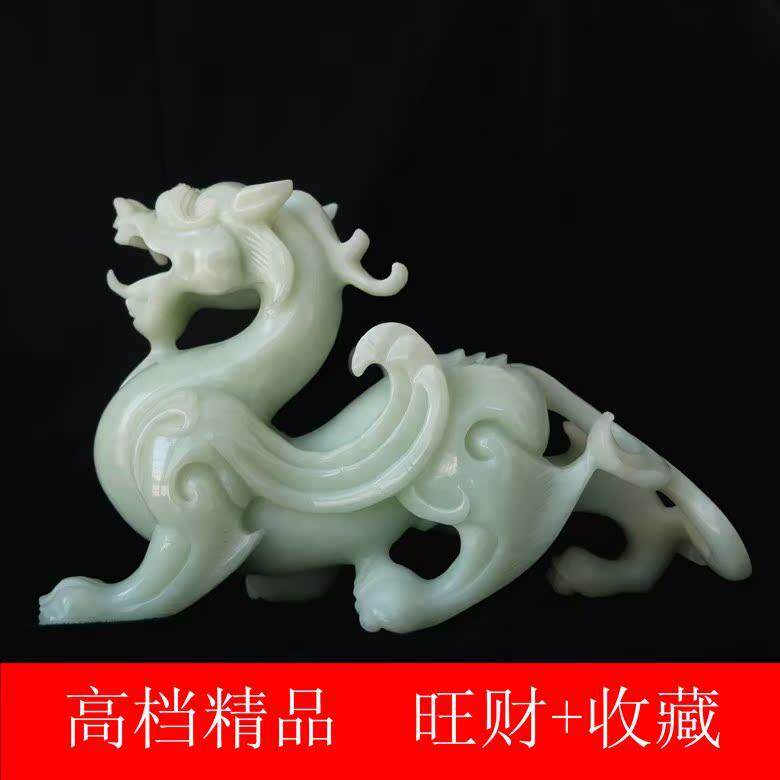 OTHER岫玉貔貅摆件一对玉石简约风水大号对皮丘客厅办公室招财