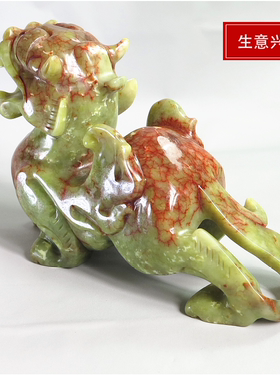 岫玉貔貅摆件一对招财客厅摆件乔迁开业礼品店铺收银台摆件