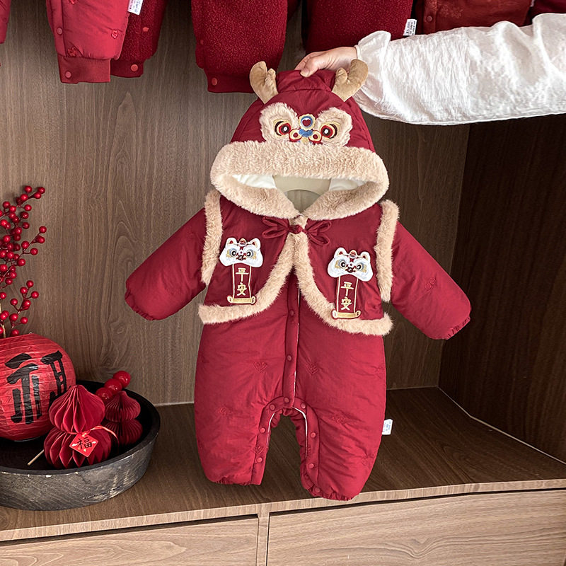 婴儿过年衣服冬装夹棉连体衣拜年服小月龄宝宝新中式连帽年装冬季,童装/婴儿装/亲子装,连身衣/爬服/哈衣,淘宝优惠券,粉丝福利购,淘宝优惠卷