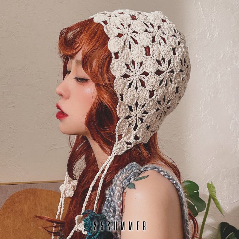 25SUMMER复古女款秋冬钩花帽子