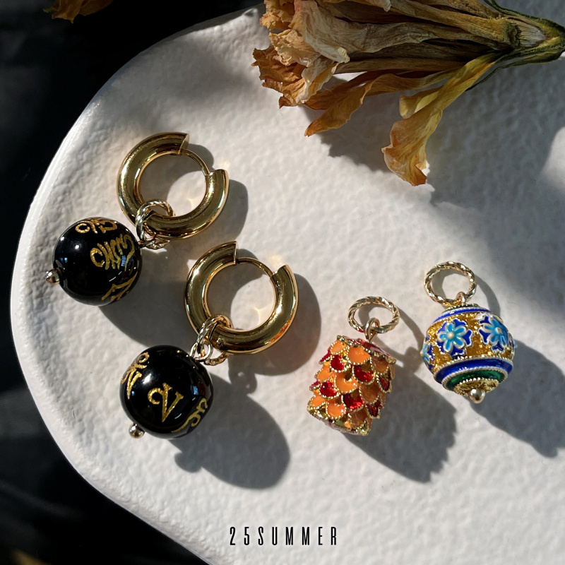 25SUMMER原创景泰蓝珠子女款耳圈