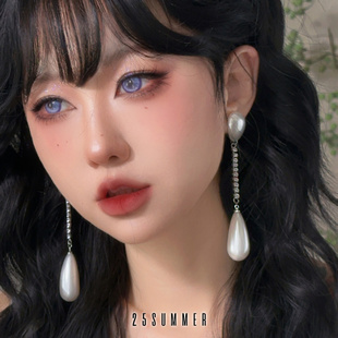 耳夹 复古港风气质水滴仿珍珠水钻耳环夸张长款 25SUMMER原创 蚀光