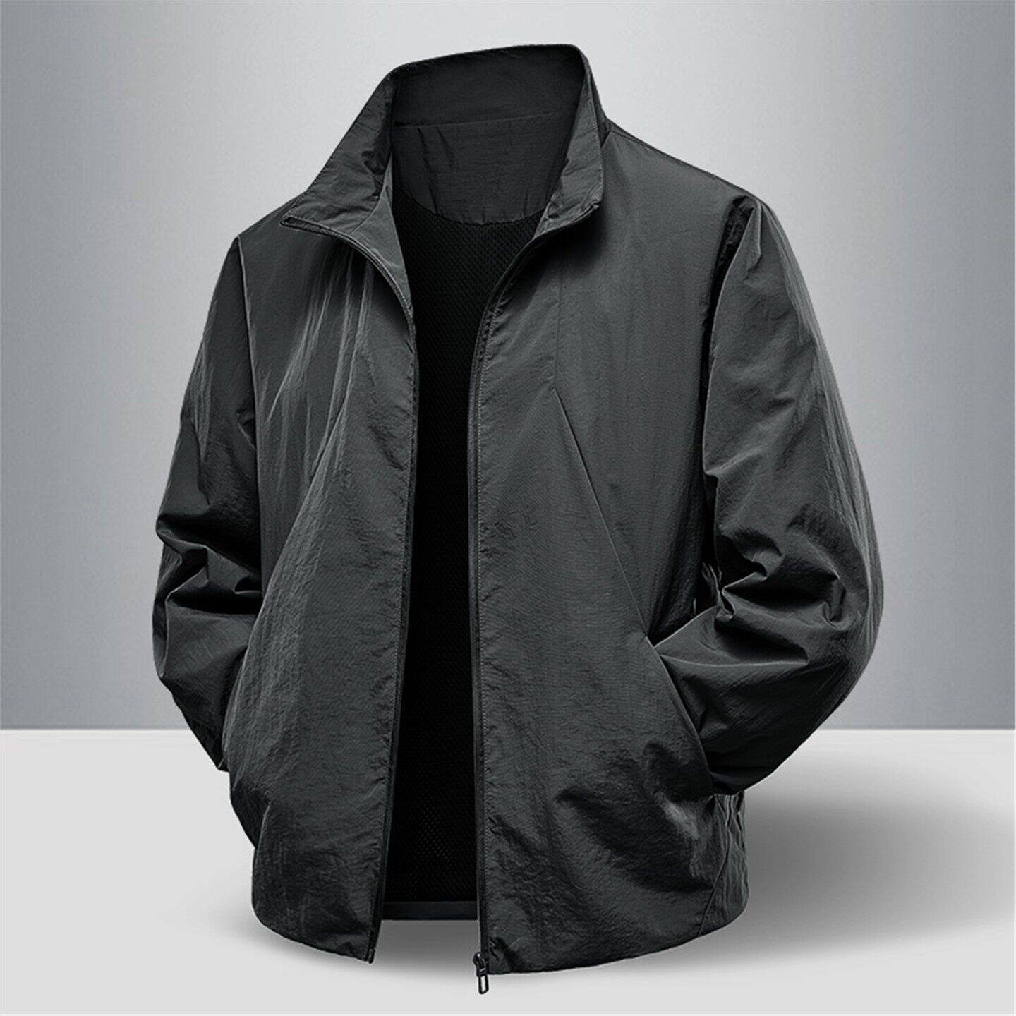 高端外套男春秋款2025新款休闲上衣冲风衣短款夹克薄单层户外运动