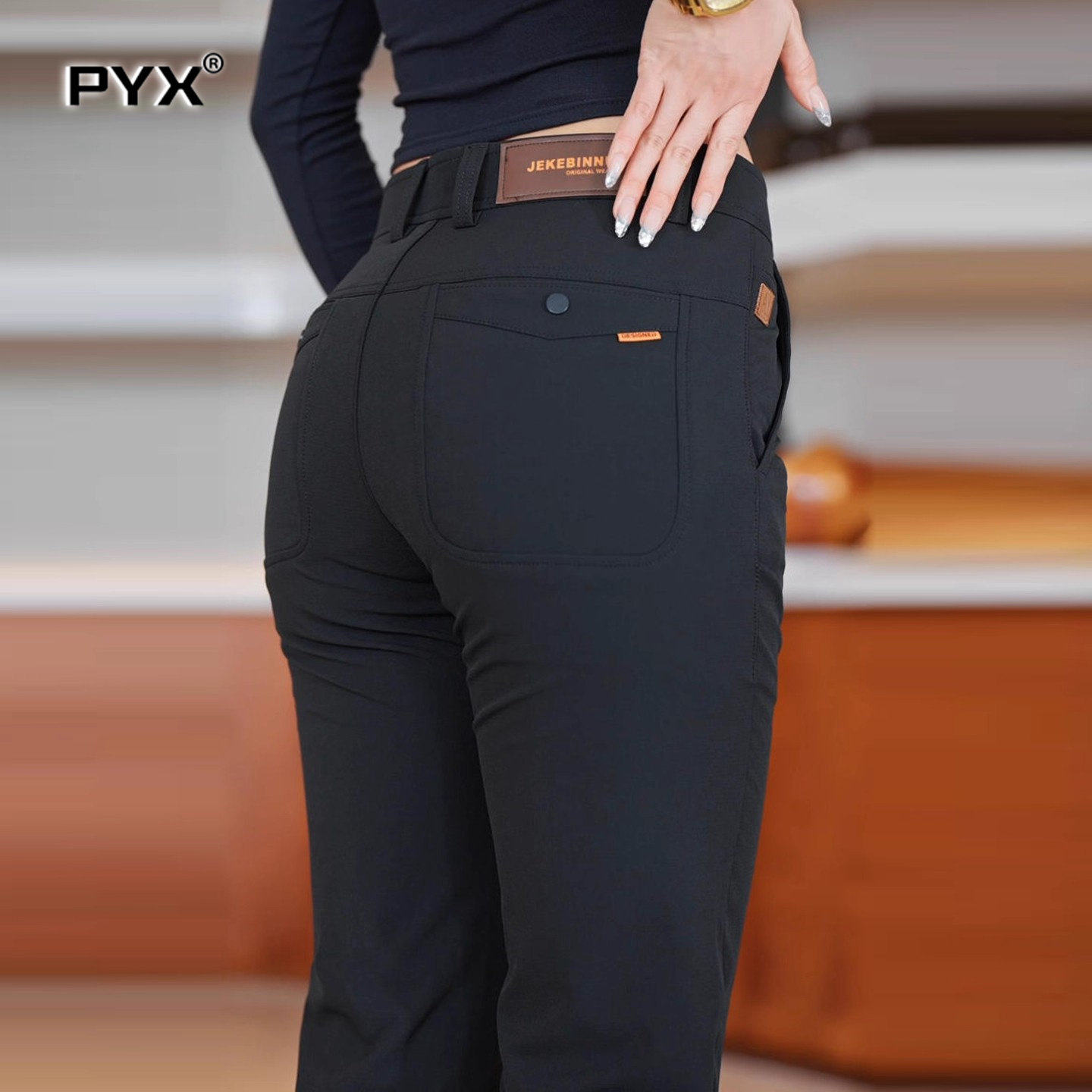 高端男士休闲裤2025新款秋冬季加厚男裤修身直筒商务蓝色西裤男款