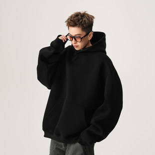 外套宽松硬挺连帽衫 短款 美式 韩国Uamtor重磅boxy连帽卫衣男秋冬季