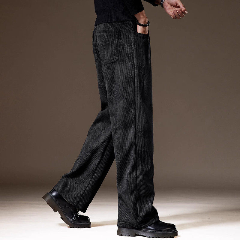 意大利高端雪尼尔垂感休闲裤男士2025秋冬新款宽松直筒大码卫裤子