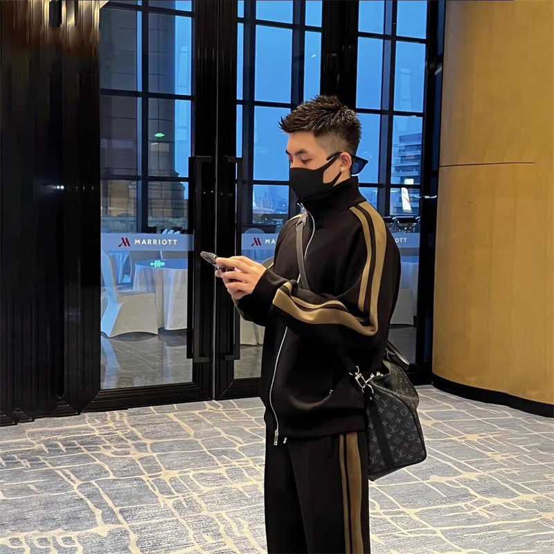 高端休闲运动套装男春秋季2025新款潮流高级感开衫外套长裤两件套