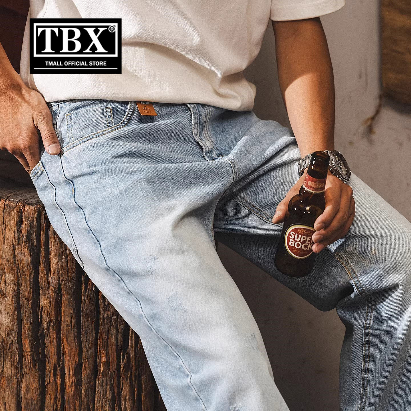 高端浅蓝色牛仔裤男士2026新款夏季男裤宽松直筒休闲裤子男款春装