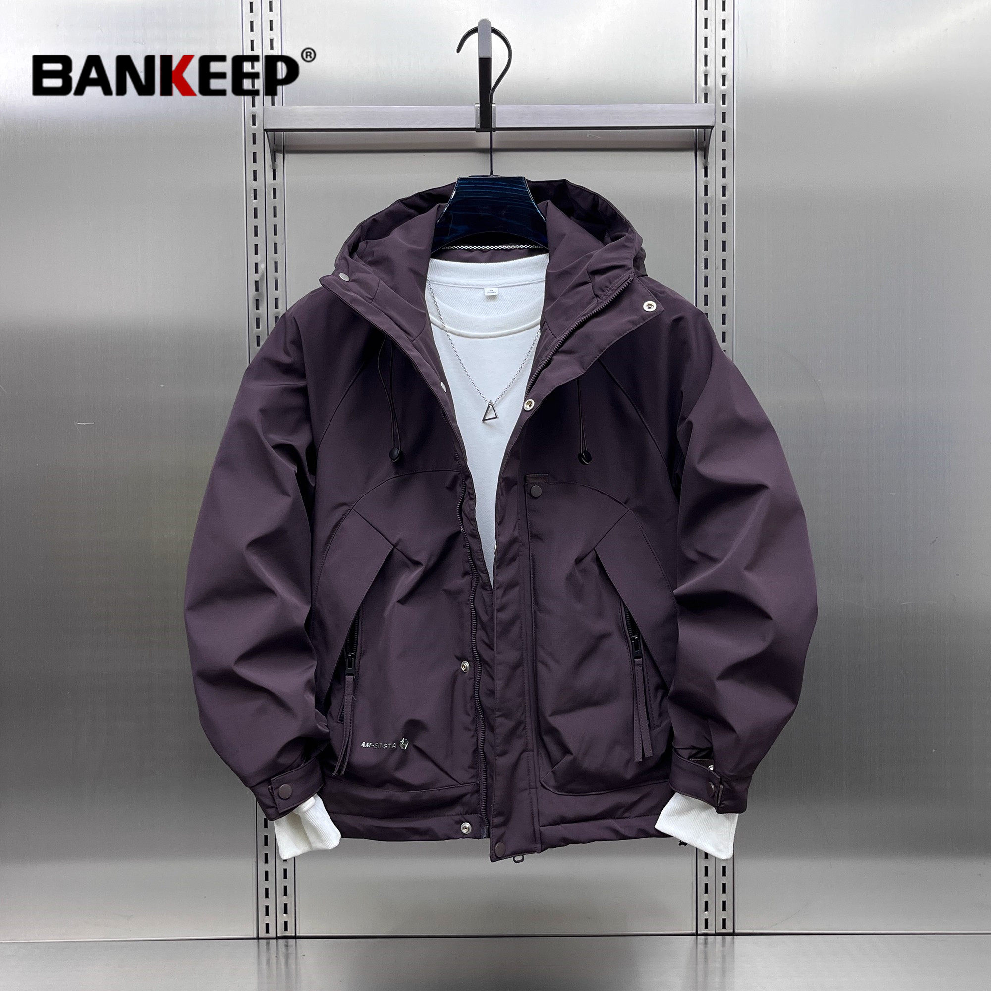 潮牌机能风工装夹克男士外套2025新款冬装加厚户外冲锋衣棉服男款