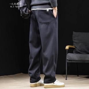 男秋冬加绒斜纹宽松大码 直筒运动休闲卫裤 BIAS潮牌美式 neith