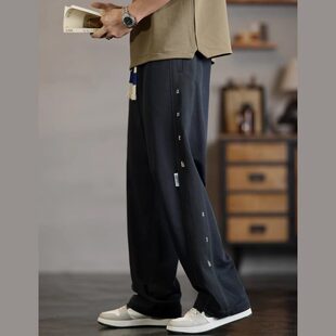 男潮牌刺绣宽松垂感阔腿直筒裤 运动卫裤 BIAS高级感薄款 neith