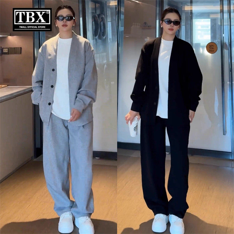 高端慵懒风休闲运动套装男士2026新款春秋季外套阔腿裤两件套男款