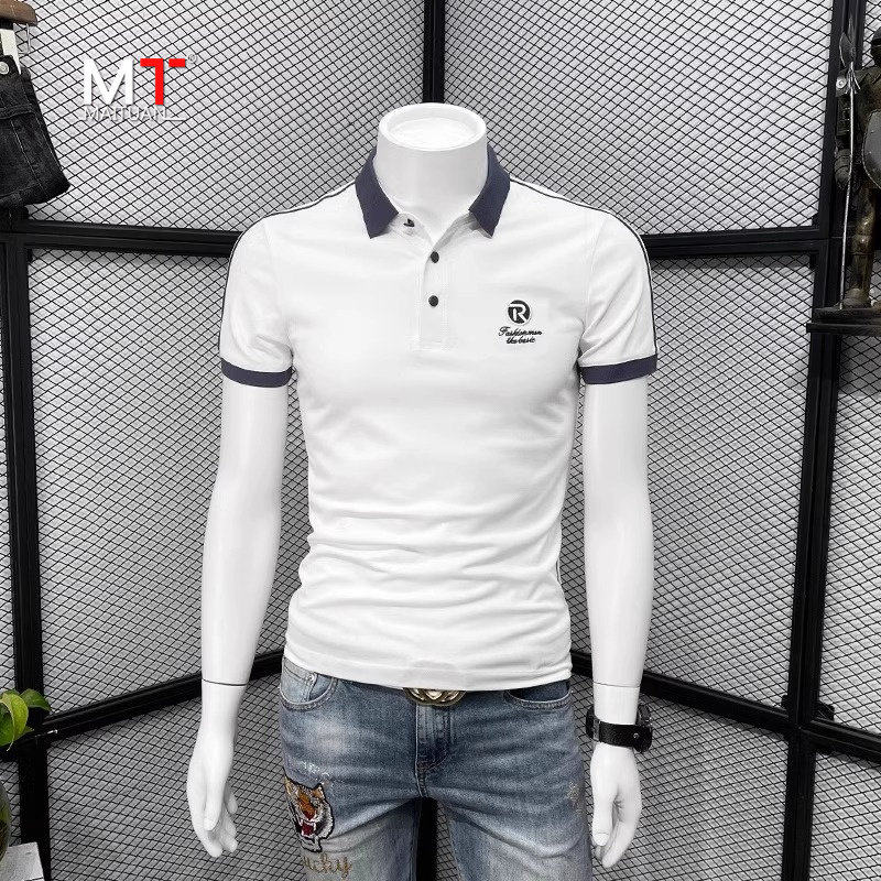 高端polo衫男士短袖t恤2026新款欧货夏季冰丝翻领修身上衣服男款