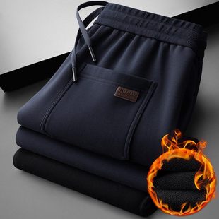 宽松直筒加厚保暖长裤 意大利高端纯棉男士 加绒运动裤 冬季 子 休闲裤