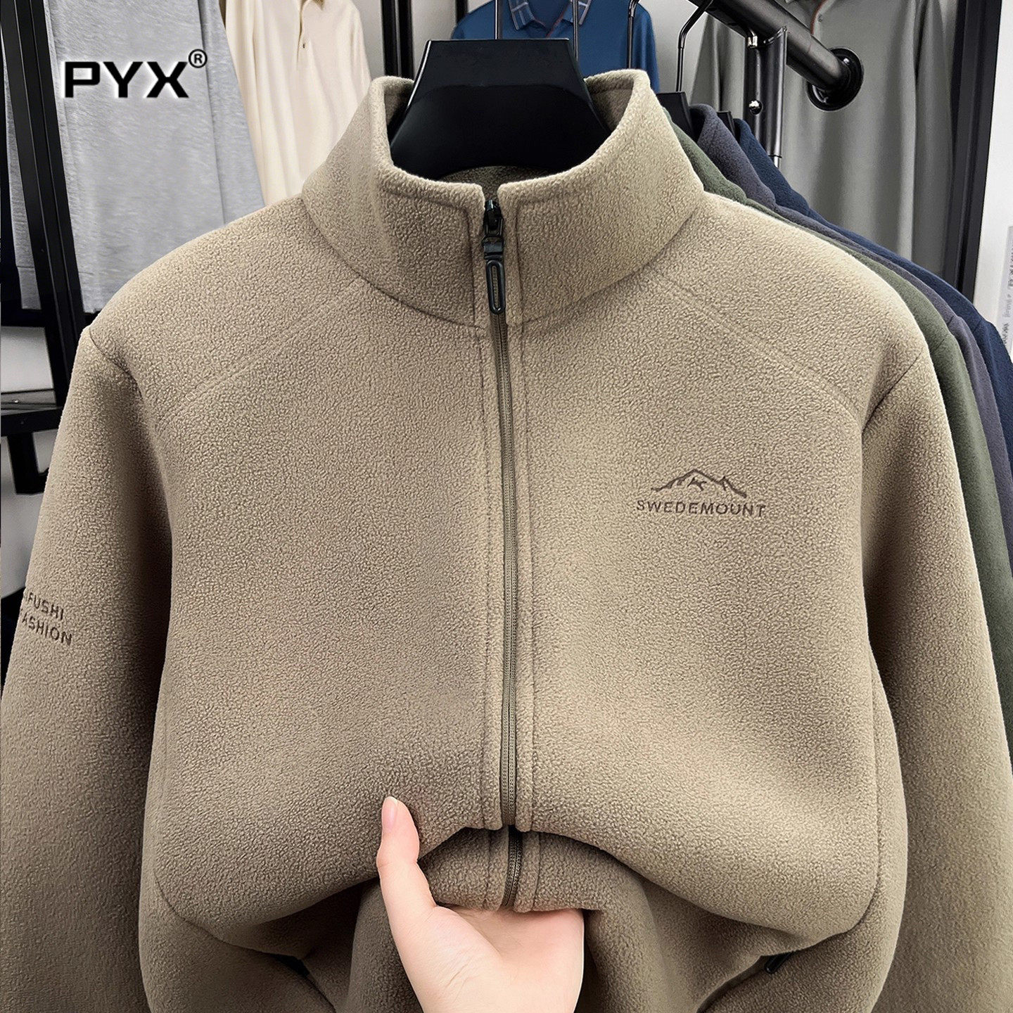 高端奥粒绒男夹克外套男士2025新款秋季加厚抓绒上衣男款冬装卫衣