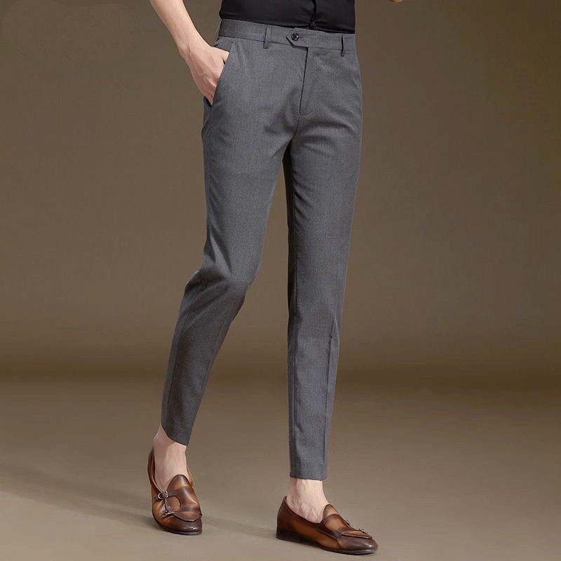 修身垂感免烫九分西装裤男商务微弹小脚休闲裤职业百搭精品西裤潮