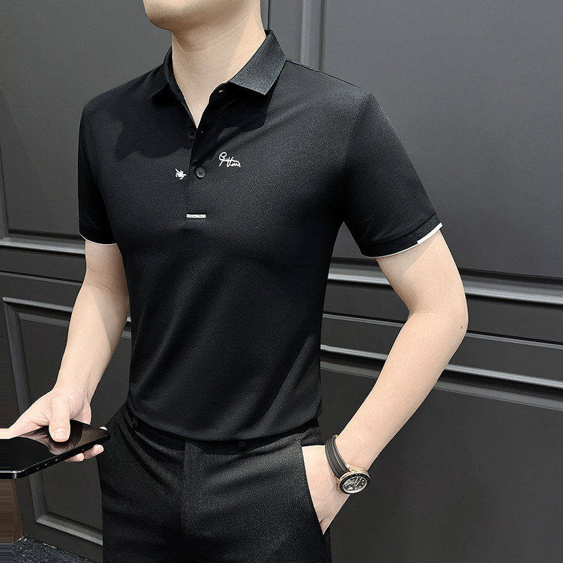 高档polo衫男短袖夏季薄款2026新款翻领上衣冰丝凉感刺绣半袖t恤