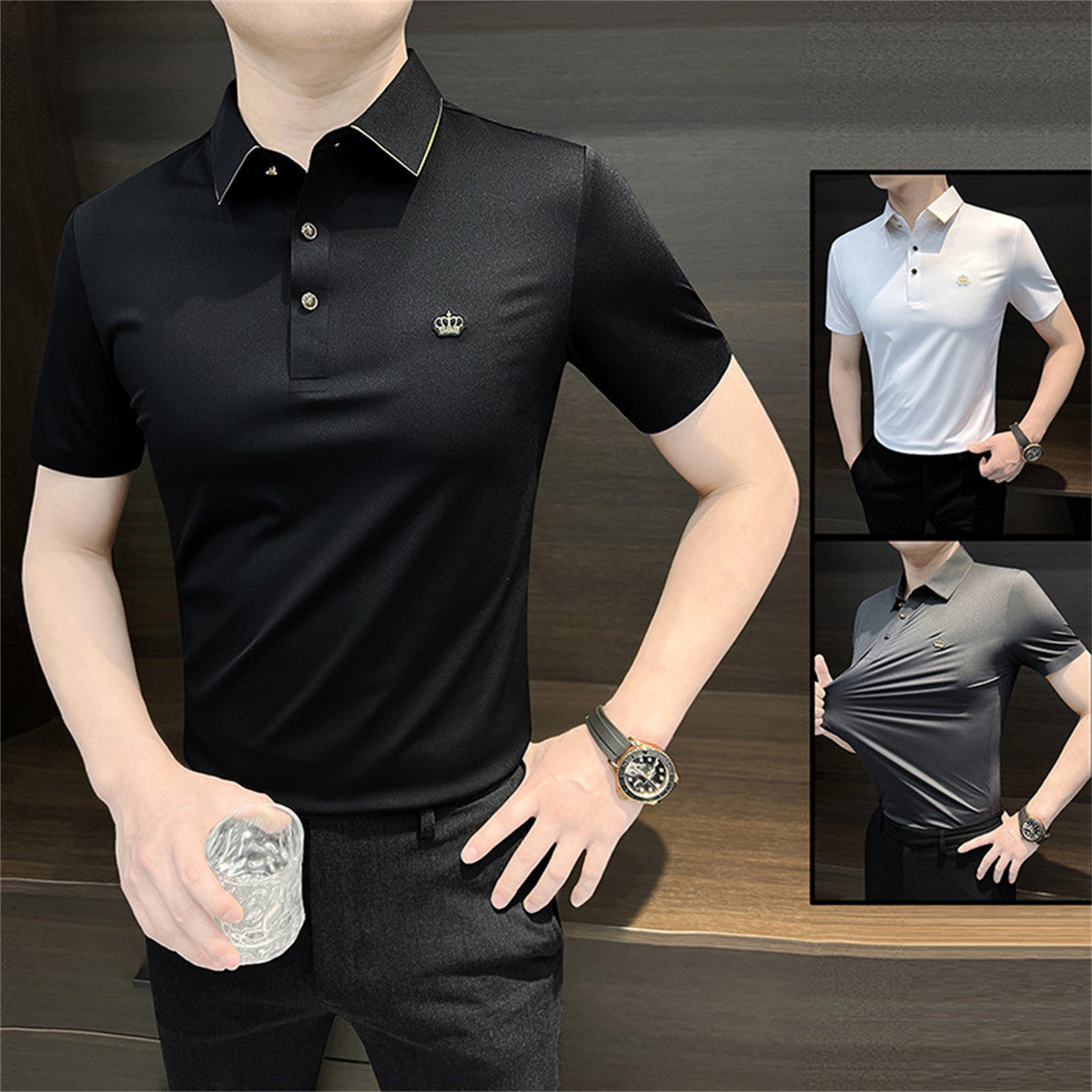 高端纯棉polo衫男士短袖t恤夏季2026新款商务修身半袖上衣服男款